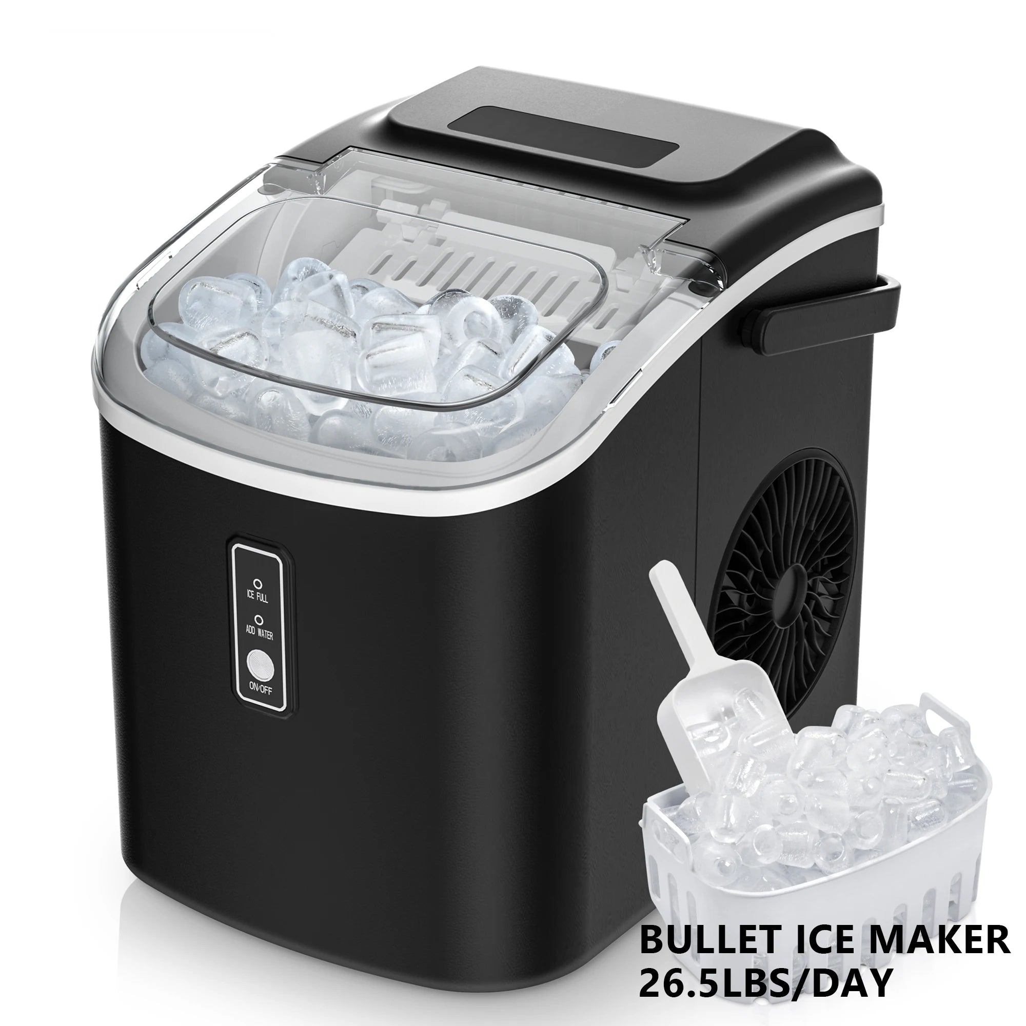Vibekio Portable Ice Machine 9 Cubes in 6 Mins Ice Maker Machine 26.5lbs/Day Auto-Cleaning Countertop for Home Kitchen Camping