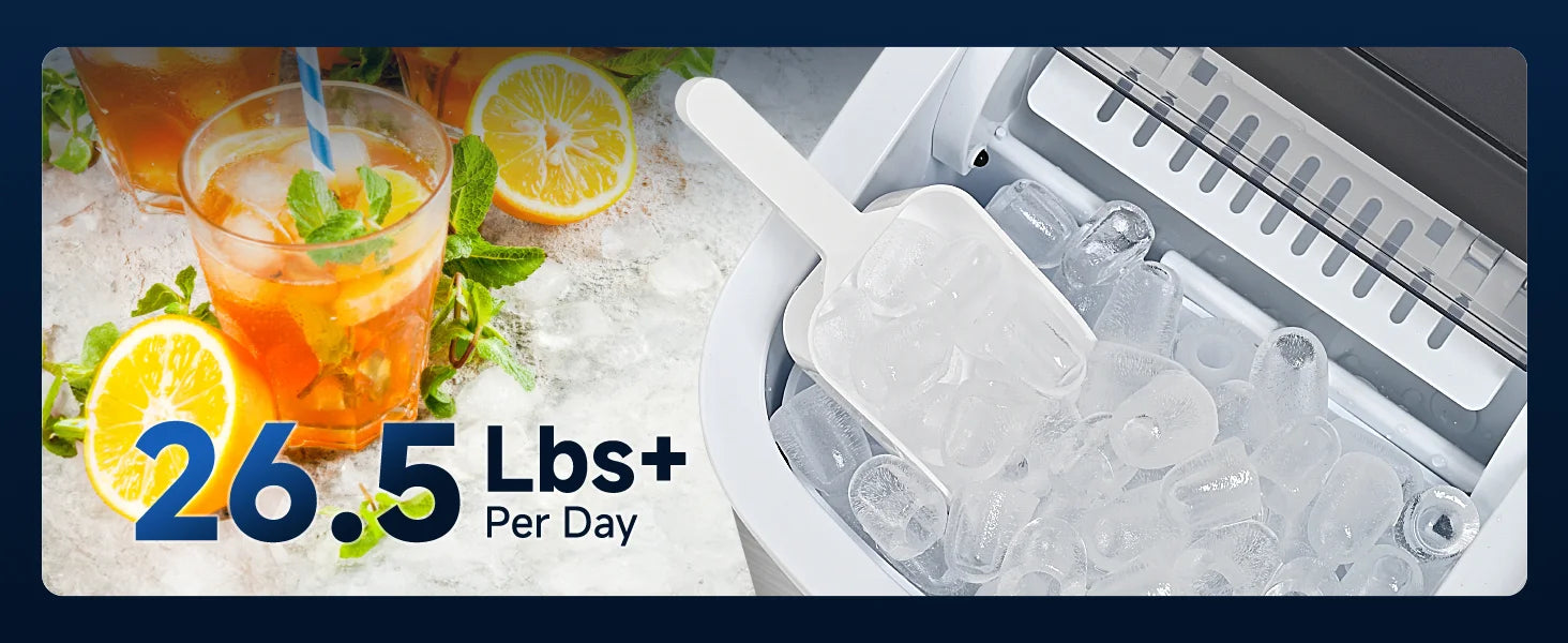 Vibekio Portable Ice Machine 9 Cubes in 6 Mins Ice Maker Machine 26.5lbs/Day Auto-Cleaning Countertop for Home Kitchen Camping