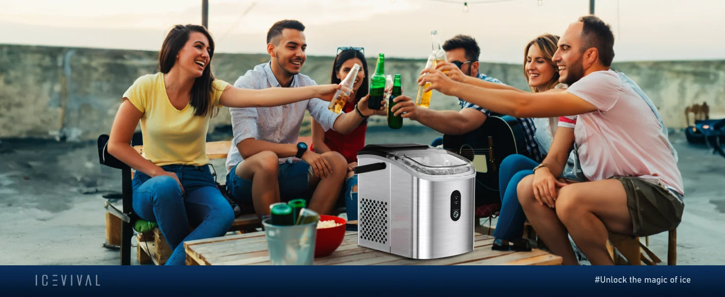 Vibekio Portable Ice Machine 9 Cubes in 6 Mins Ice Maker Machine 26.5lbs/Day Auto-Cleaning Countertop for Home Kitchen Camping