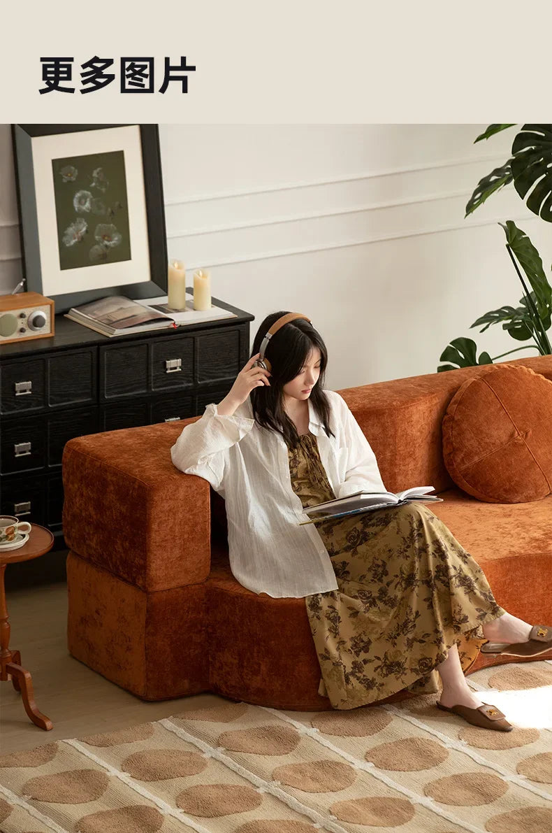 Nordic Compression sofa medium-ancient fabric small apartment living room foldable dual-purpose sponge sofa bed Home Furniture