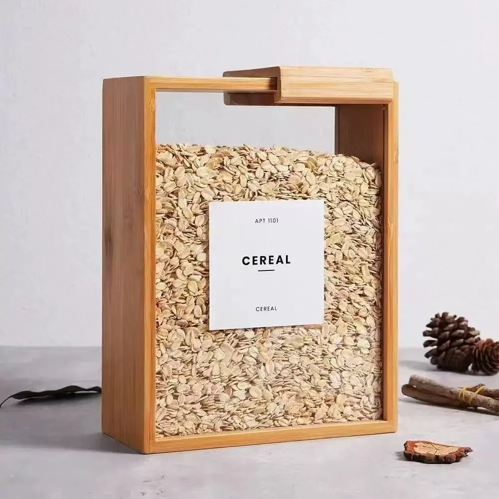 Bamboo Kitchen Food Dispenser & Storage Canister – Pantry Organizer