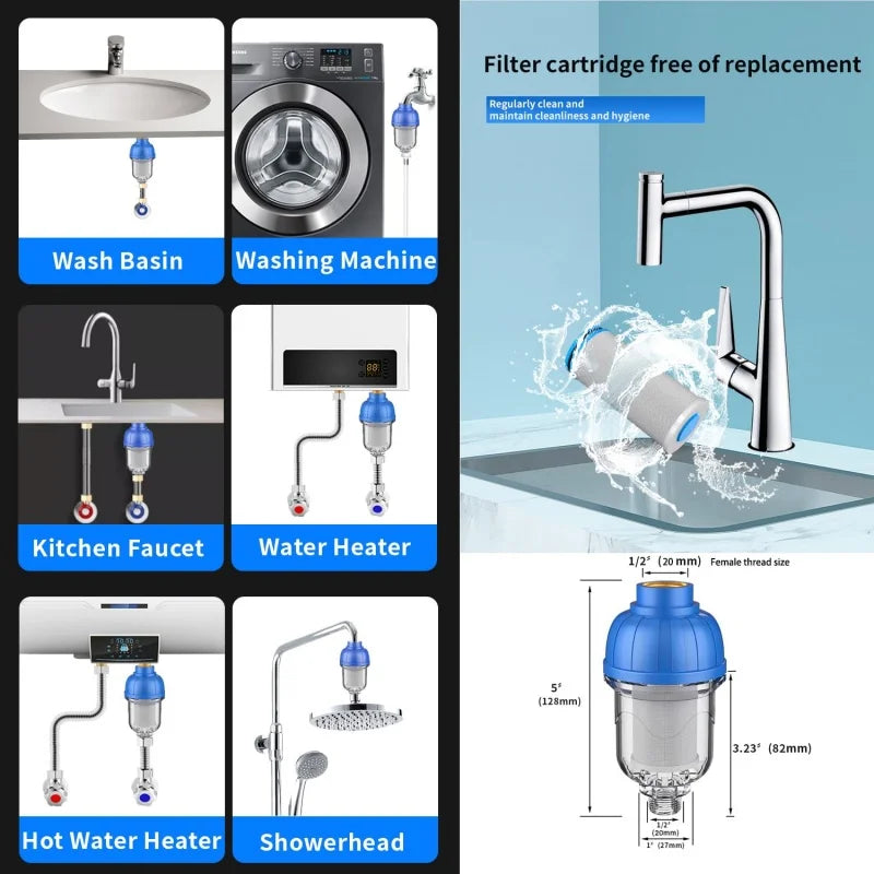 Prefilter 316 Stainless Purifier Filter Water Heater Shower Head Washing Machine Tap Scale Strainer Kitchen Bathroom Accessories