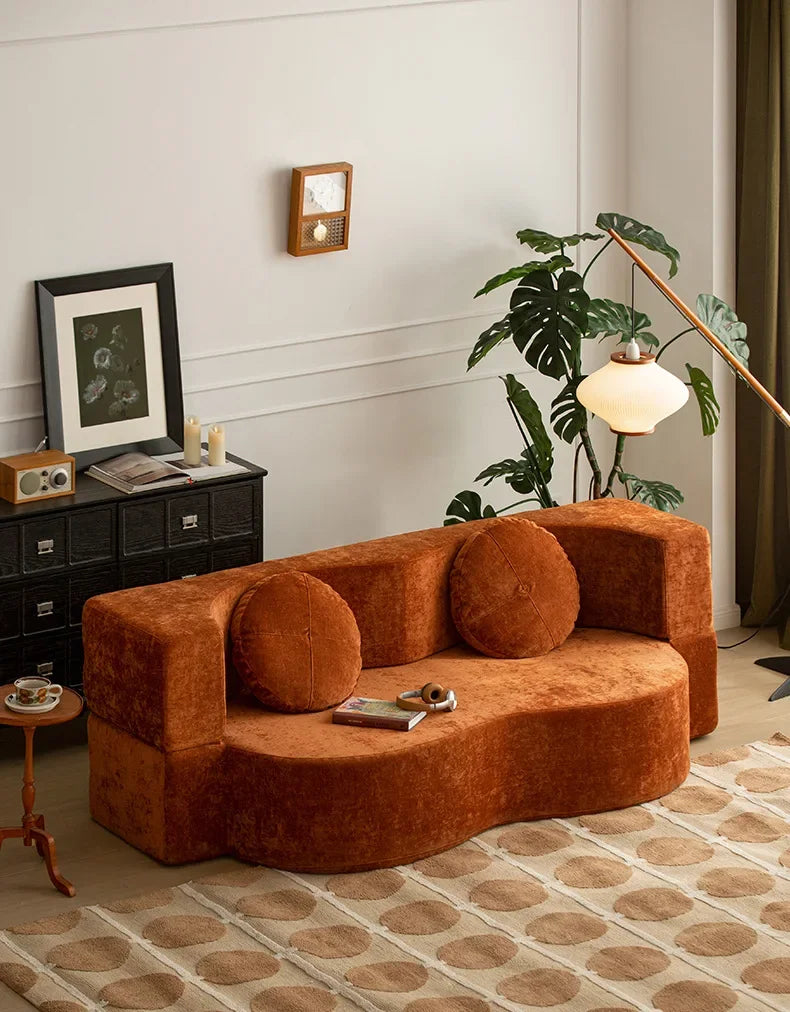 Nordic Compression sofa medium-ancient fabric small apartment living room foldable dual-purpose sponge sofa bed Home Furniture