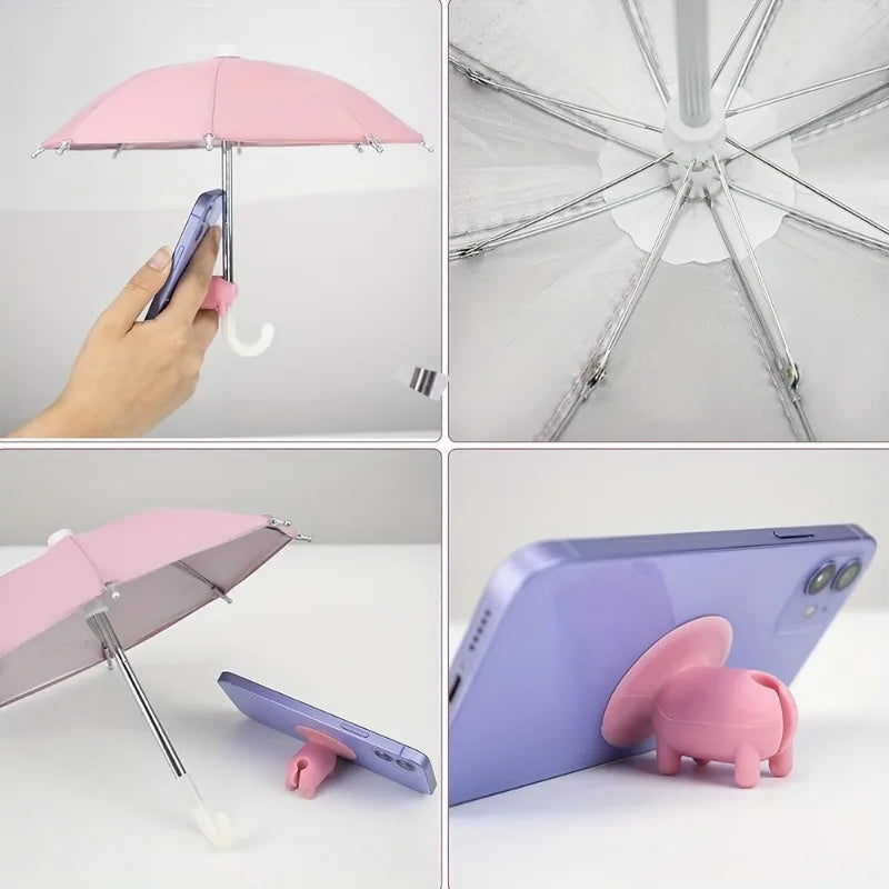 Piggy Suction Cup Universal Mini Umbrella Stand, Outdoor Anti-Glare Sunshade, Protect Your Phone From Rain, Anti-Reflective