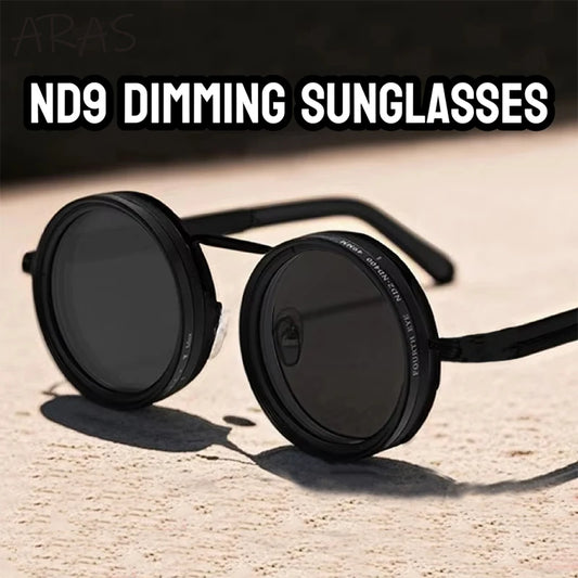 Vintage Round Adjustable Dimming Sunglasses Men 2025 Luxury Brand Pure Hand-designed Sun Glasses Outdoor Driving UV400 Shades