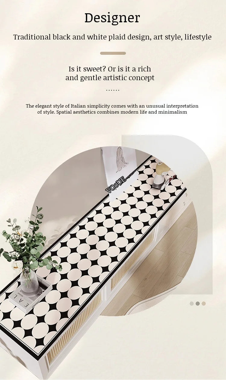 Simple checkerboard grid TV cabinet mat light luxury leather pvc dust mat kitchen table waterproof oilproof mat