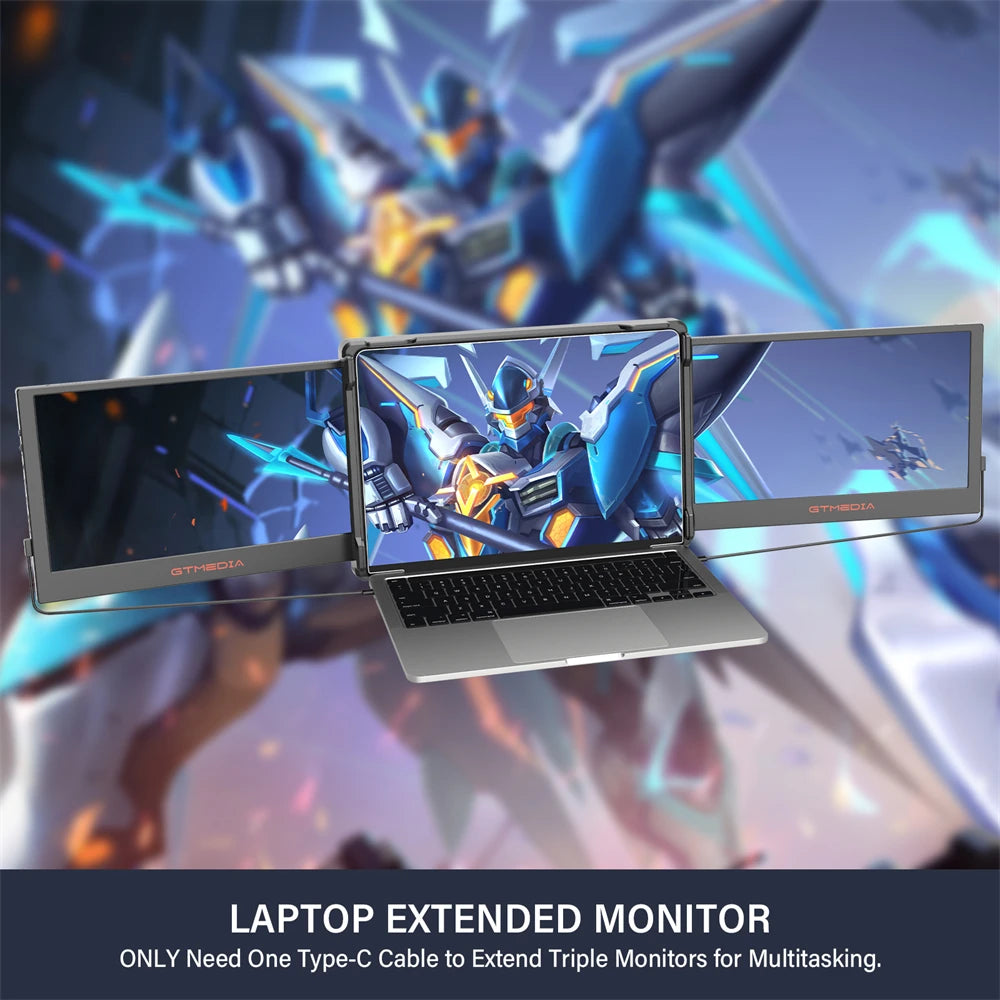 GTMEDIA 11.6Inch Portable Monitor 1920*1080 IPS FHD Triple Dual Extender Screen Full View Fold Display For 13.0-17.3Inch Laptops