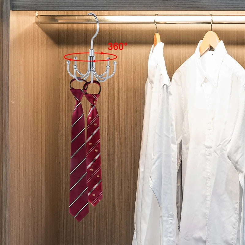 Multi Purpose Hanger 360 Rotatable Metal Clothes 8 Claw Hooks Closet Wardrobe Organizer Multifunctional Hook Belt