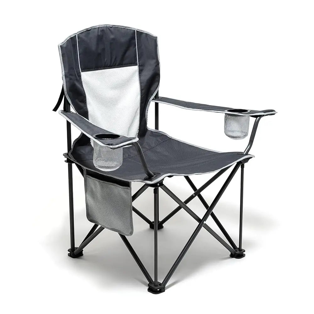 Xl Oversized Camping Chair, Folding Camp Chairs For Adults Heavy Duty Big Tall 300 Lbs, Padded Portable Quad Arm Lawn Chair