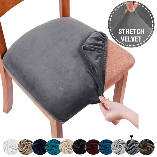 Velvet Chair Seat Cover Super Soft Seat Cushion Covers Stretch Chair Cover Slipcovers For Hotel Banquet Dining Living Room