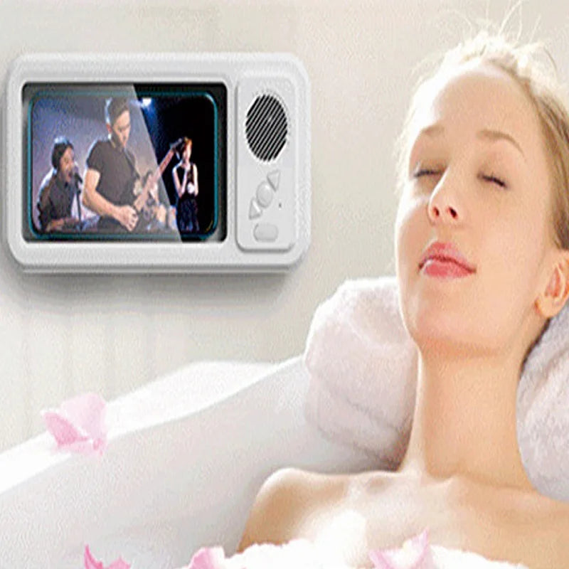 Safe Waterproof Shower Phone Case Bluetooth Speaker with Touchscreen Mobile Wall Mount Holder for Bathroom,Swimming Pool & Beach
