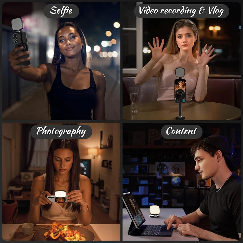 2 in 1 Magnetic Phone Selfie Light with Mirror for Magsafe IPhone Samsung Fill Light Led Ring Light Vlog Photography Accessories