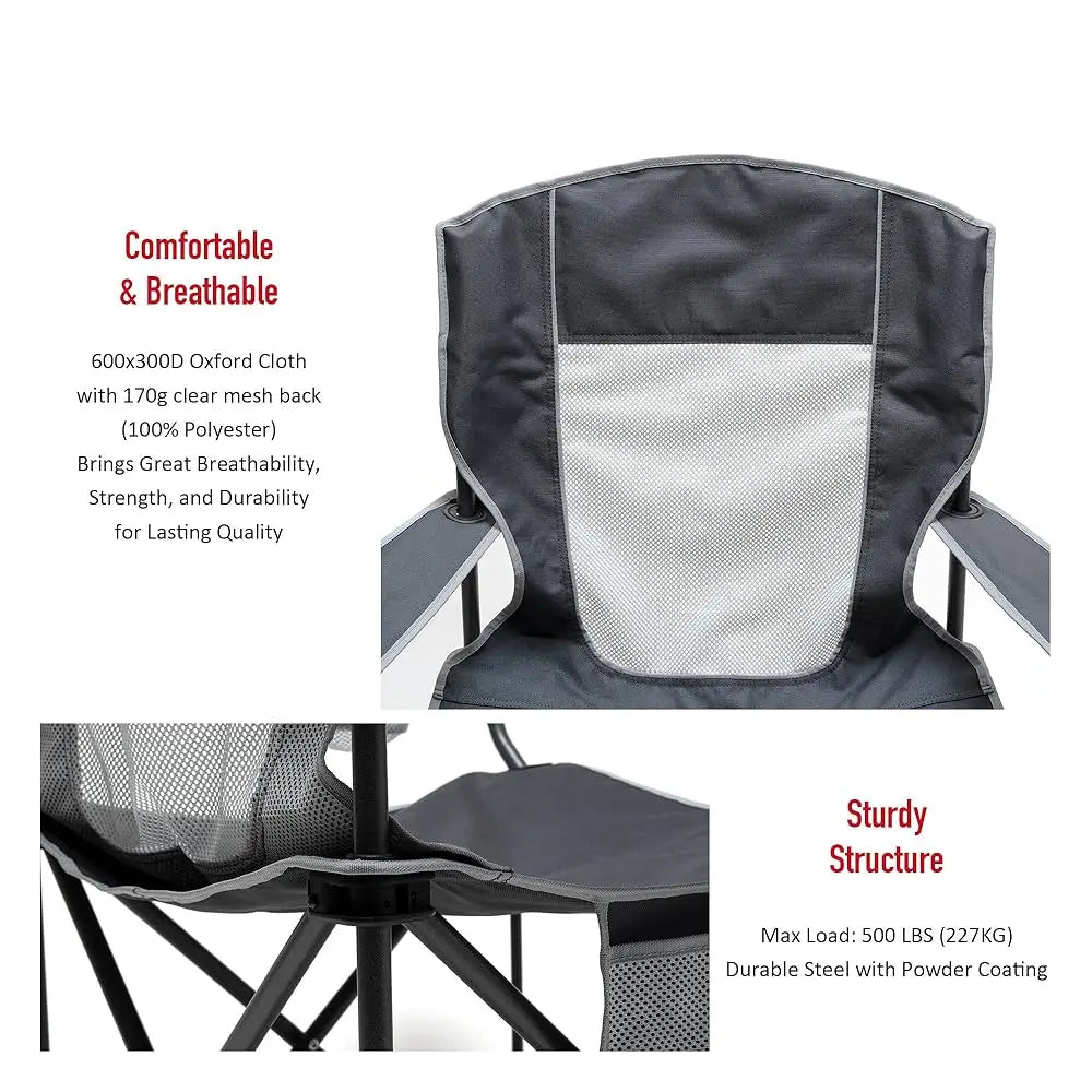 Xl Oversized Camping Chair, Folding Camp Chairs For Adults Heavy Duty Big Tall 300 Lbs, Padded Portable Quad Arm Lawn Chair