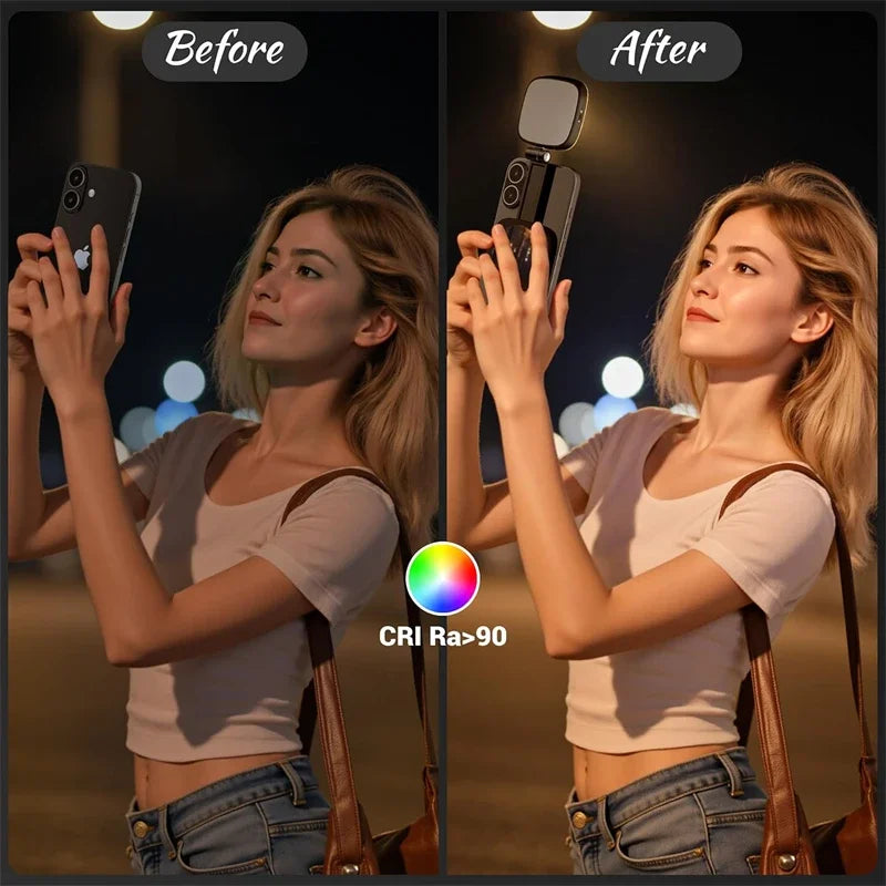2 in 1 Magnetic Phone Selfie Light with Mirror for Magsafe IPhone Samsung Fill Light Led Ring Light Vlog Photography Accessories