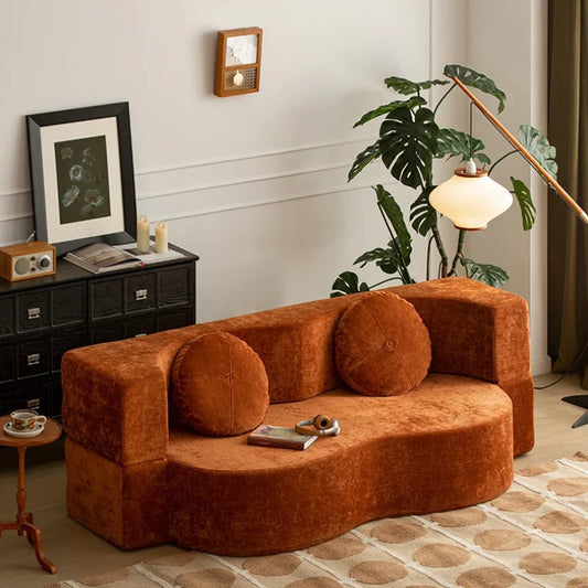 Nordic Compression sofa medium-ancient fabric small apartment living room foldable dual-purpose sponge sofa bed Home Furniture