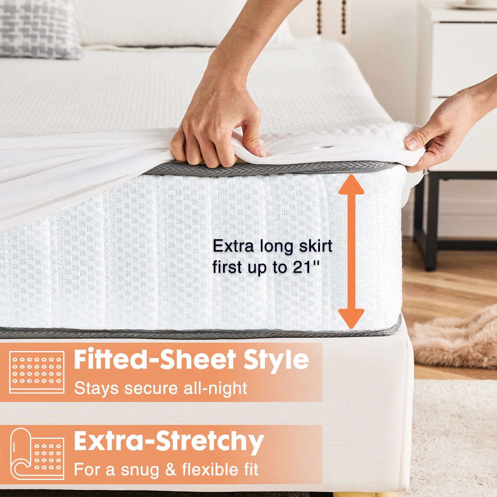 JHK King Size Mattress Protector 100% Waterproof Mattress Cover Skin-Friendly Soft Bed Cover Breathable 3D Air Fabric 80" x 76"