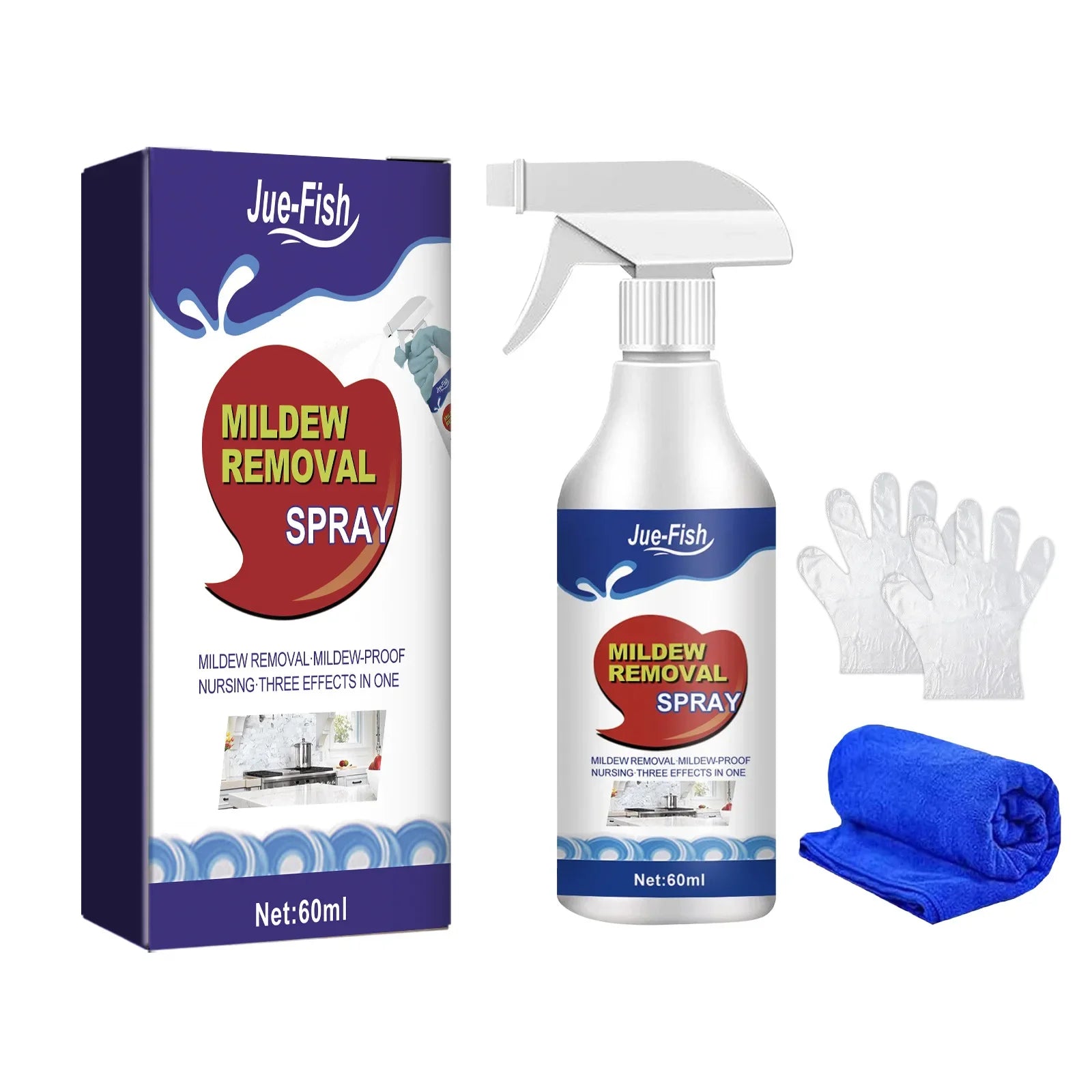 60ML Mildew Removal Spray Powerful Bathroom Mould Cleaner Remover Spray Multipurpose Cleaning Foam Spray for Wall Tiles Bathtubs