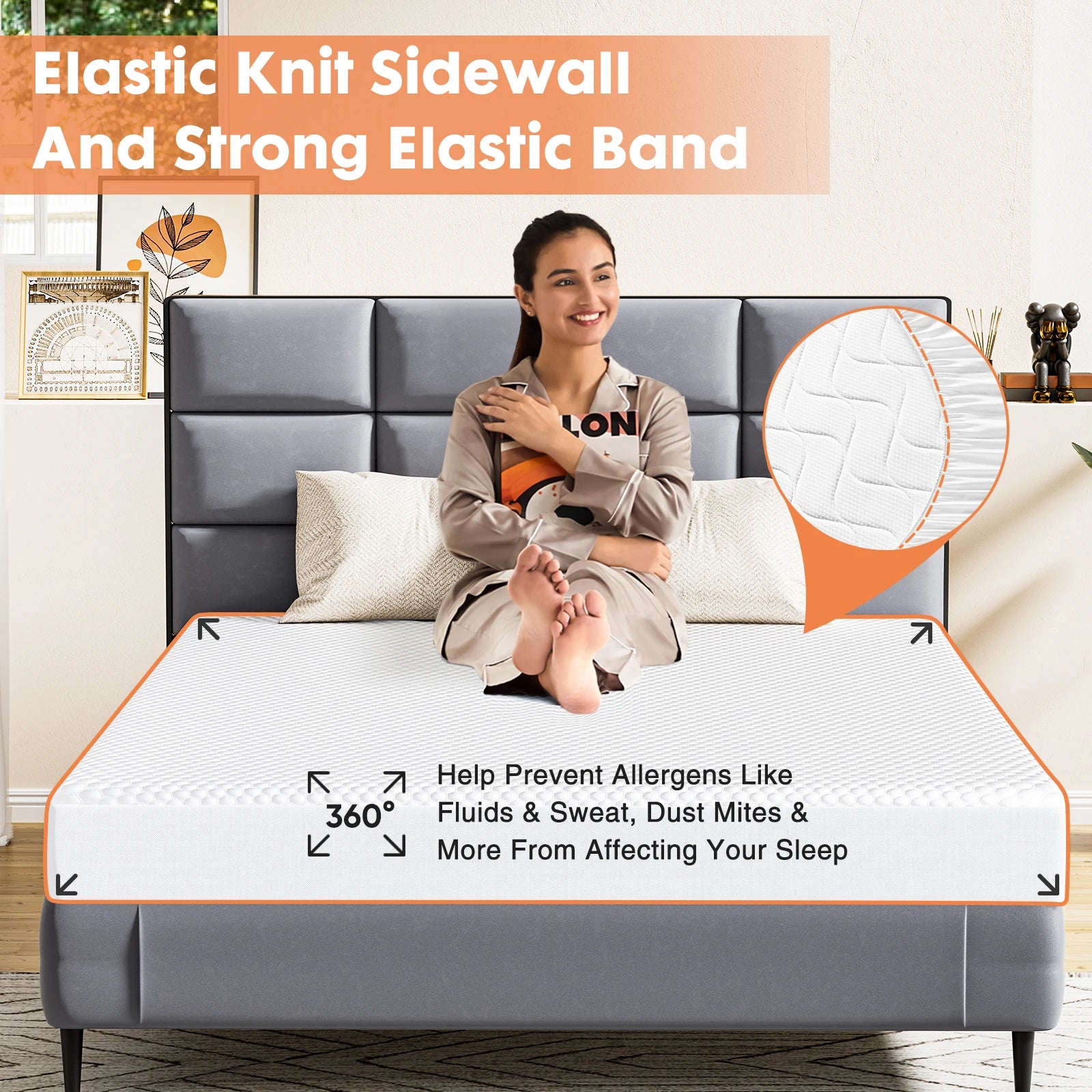 JHK King Size Mattress Protector 100% Waterproof Mattress Cover Skin-Friendly Soft Bed Cover Breathable 3D Air Fabric 80" x 76"