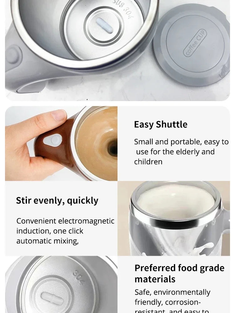1PC Portable Smart Automatic Magnetic Stirring Cup Rechargeable Stainless Steel Lazy Rotating Mug Stirring Cup Drinking Tools