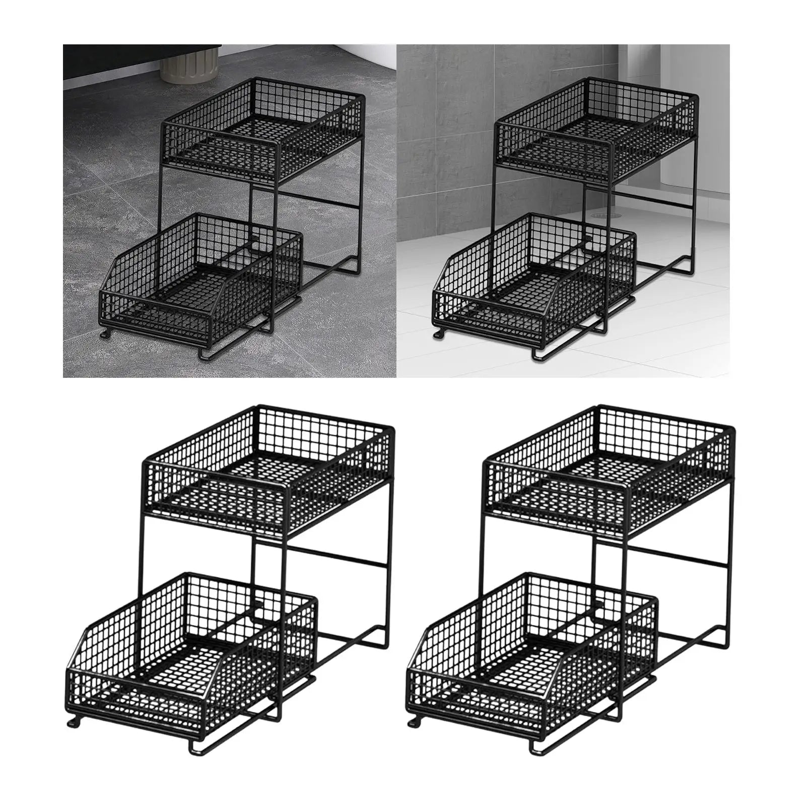 under Sink Organizer, Storage Sliding Cabinet Organizer 2 Tier Sliding Kitchen