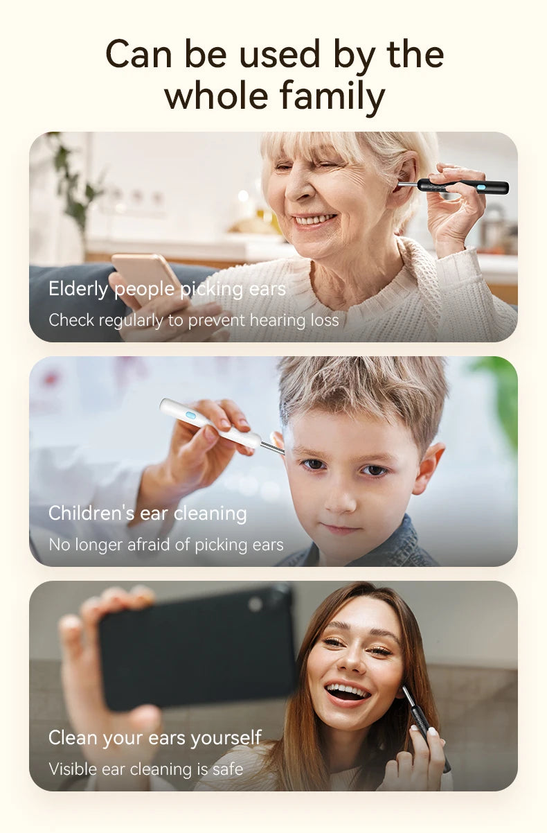 Ear Wax Removal Tool Camera 8M HD Camera and 6 LED Lights Ear Cleaner with Camera Endoscope Ear Cleaning kit for Adult and Child