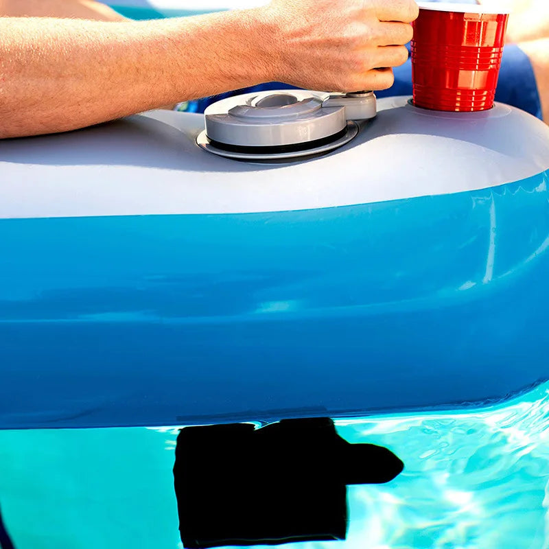 46W PVC Power Lounger w/Propeller Drive 0.88m/s, 40min Floating Chair for Pool/Beach, Inflatable Water Sofa w/Lithium Thruster