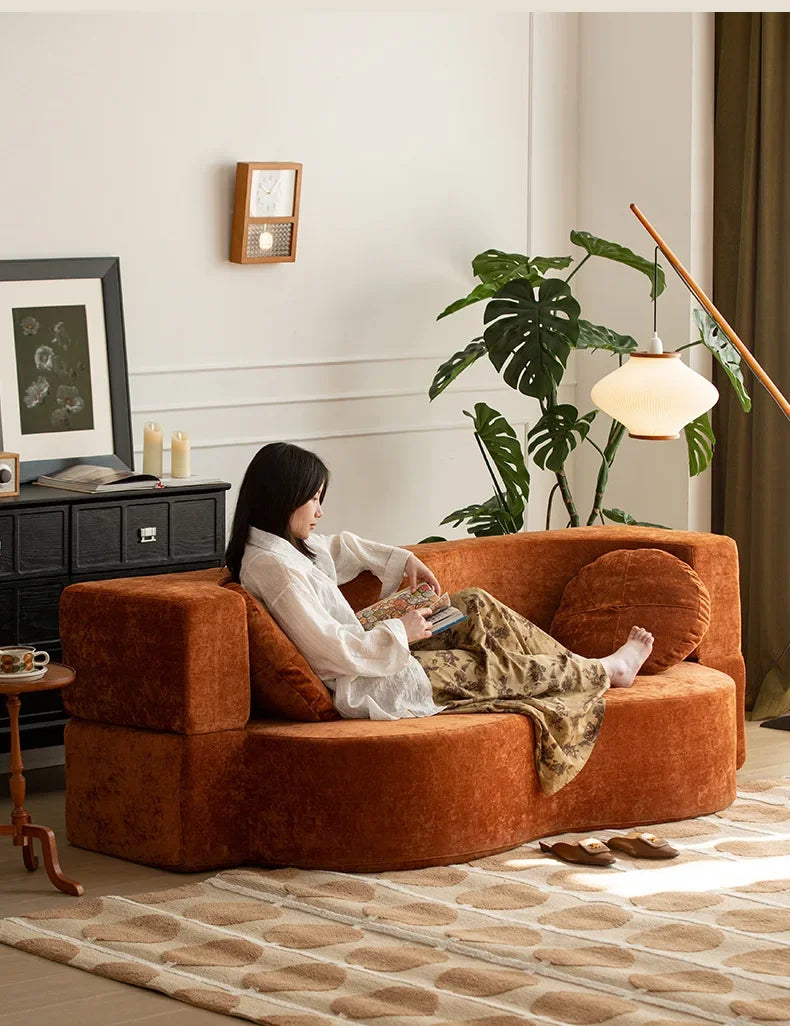 Nordic Compression sofa medium-ancient fabric small apartment living room foldable dual-purpose sponge sofa bed Home Furniture