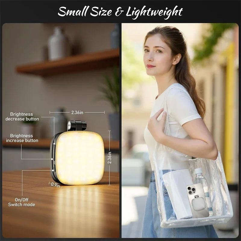 2 in 1 Magnetic Phone Selfie Light with Mirror for Magsafe IPhone Samsung Fill Light Led Ring Light Vlog Photography Accessories