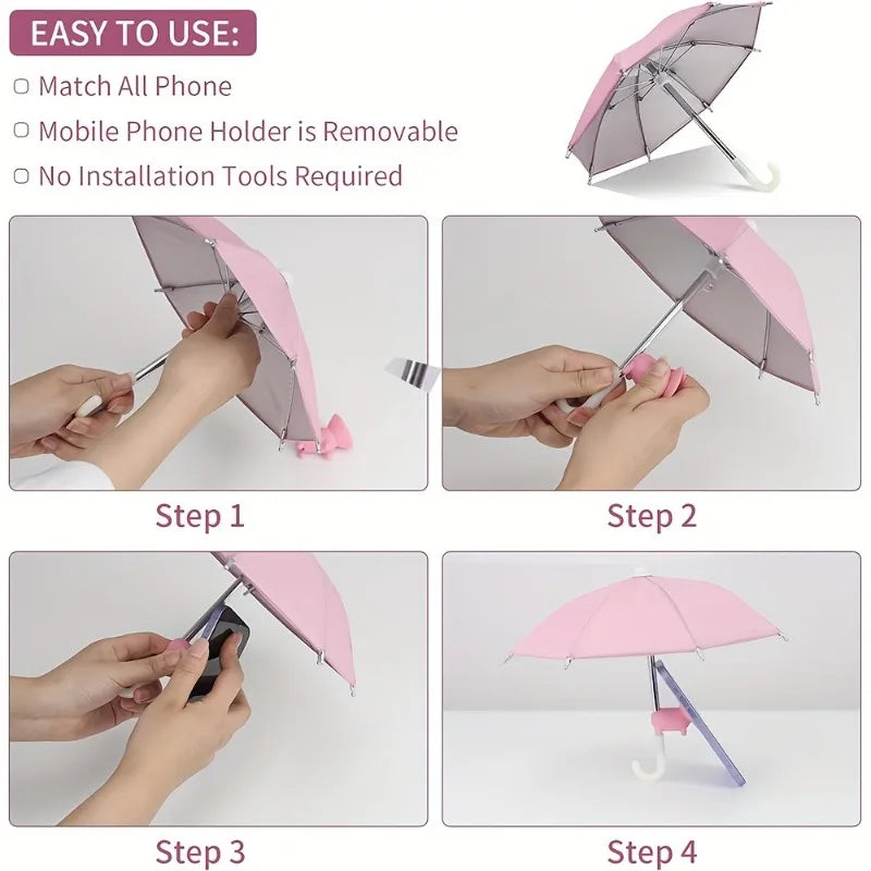 Piggy Suction Cup Universal Mini Umbrella Stand, Outdoor Anti-Glare Sunshade, Protect Your Phone From Rain, Anti-Reflective