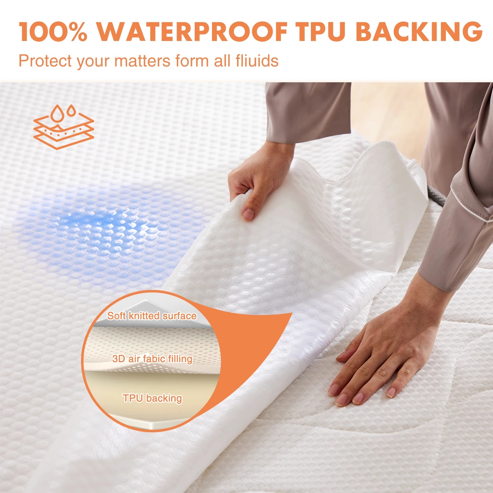 JHK King Size Mattress Protector 100% Waterproof Mattress Cover Skin-Friendly Soft Bed Cover Breathable 3D Air Fabric 80" x 76"