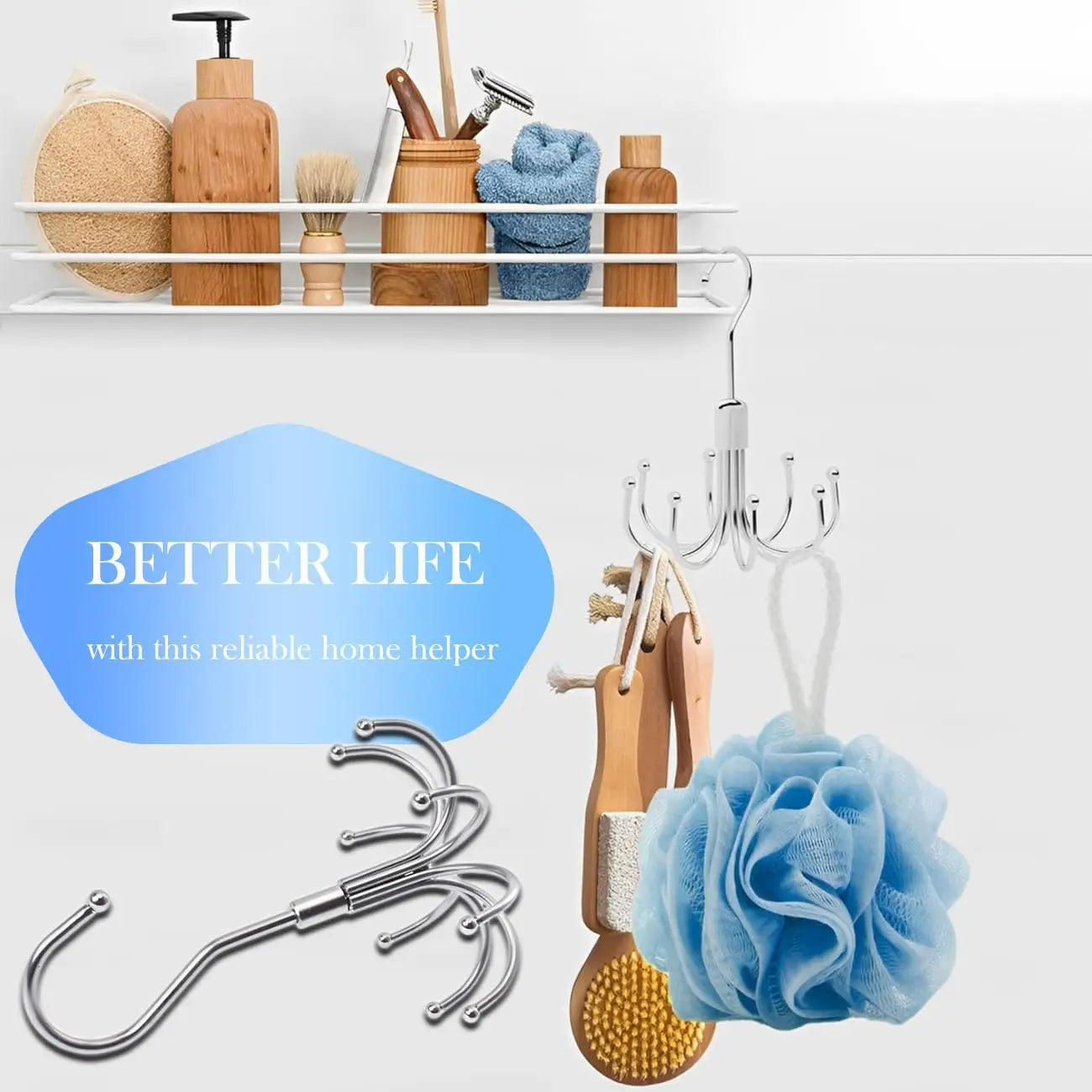 Multi Purpose Hanger 360 Rotatable Metal Clothes 8 Claw Hooks Closet Wardrobe Organizer Multifunctional Hook Belt