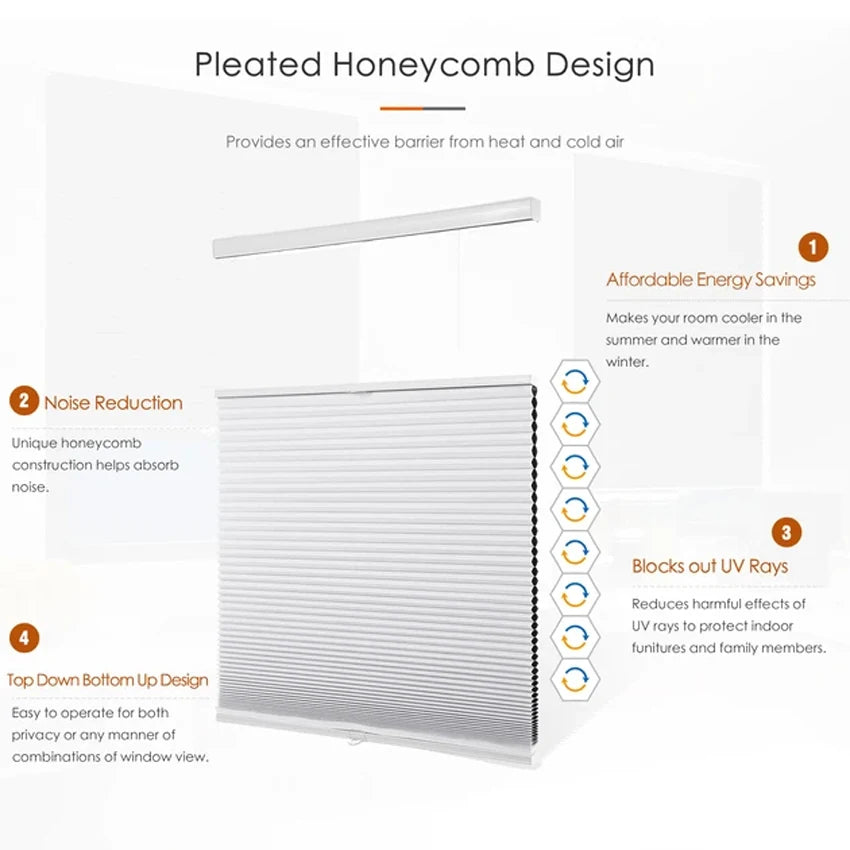 High Quality Light Filtering/Blackout Cellular Honeycomb Blinds Top and Down Window Shades For Living Room