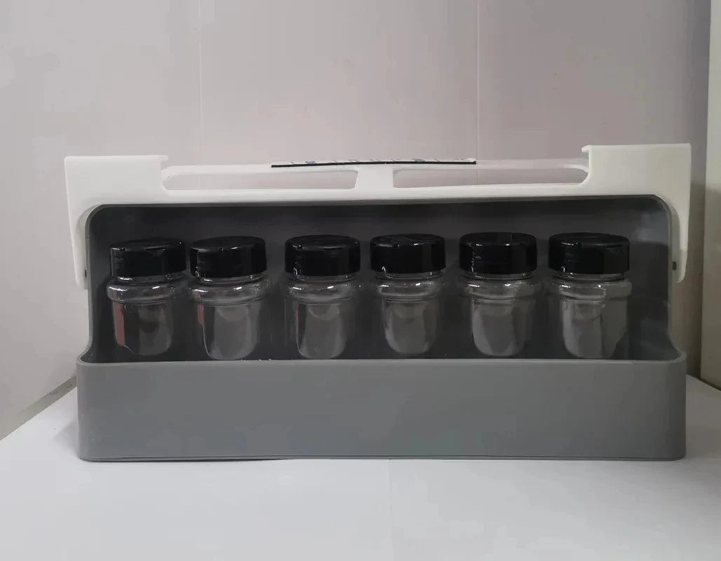 1pc Plastic Seasoning Bottle Storage Rack Punch-free Adjustable Seasoning Box Salt Sugar Seasoning Jar Set Kitchen Organizer