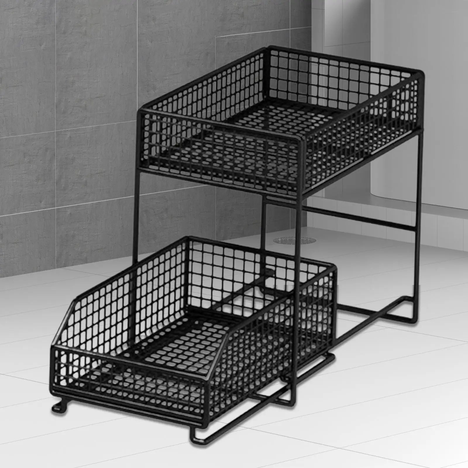 under Sink Organizer, Storage Sliding Cabinet Organizer 2 Tier Sliding Kitchen