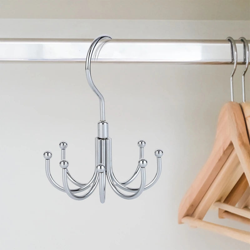 Multi Purpose Hanger 360 Rotatable Metal Clothes 8 Claw Hooks Closet Wardrobe Organizer Multifunctional Hook Belt