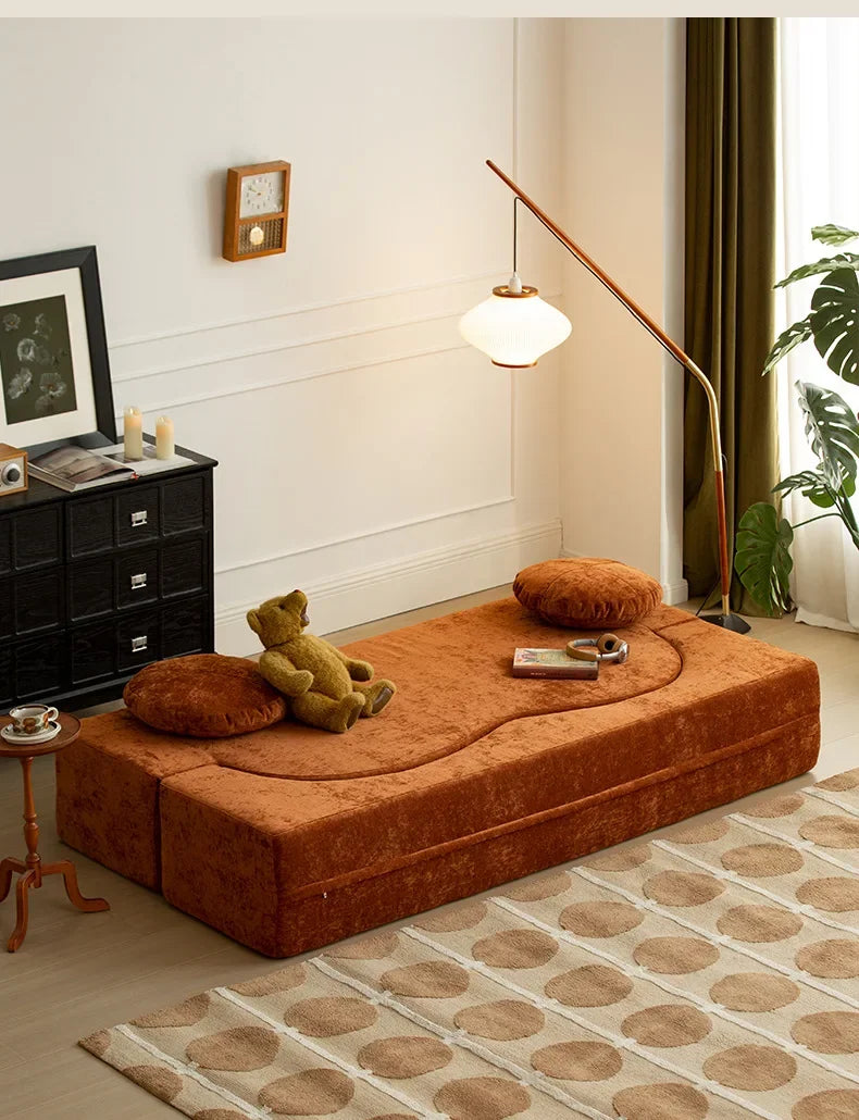 Nordic Compression sofa medium-ancient fabric small apartment living room foldable dual-purpose sponge sofa bed Home Furniture